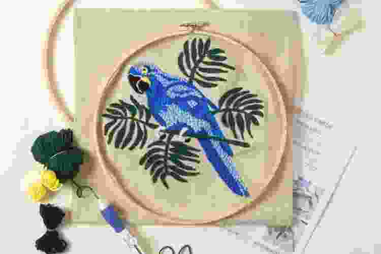 bird embroidery pillow gift for crafters