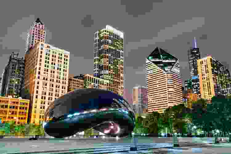 Chicago bean at night