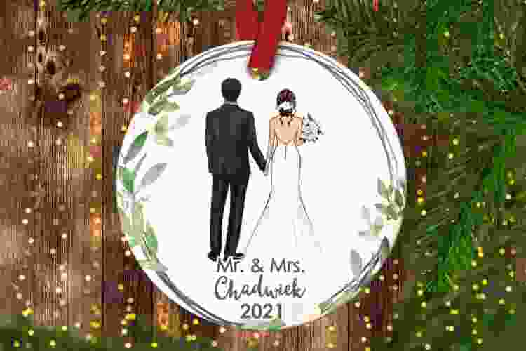 Christmas ornament with wedding date 