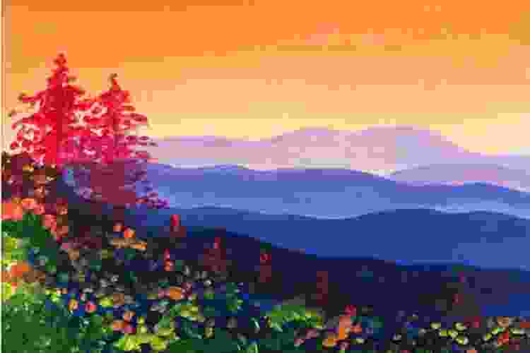 autumn sunset fall painting idea