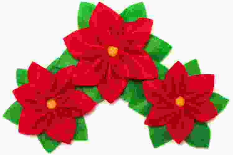 three felt poinsettia flowers 