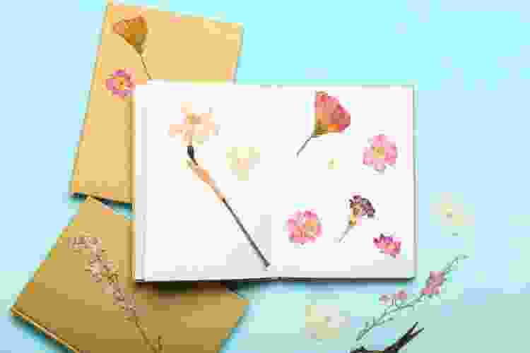 making an art journal with pressed flowers