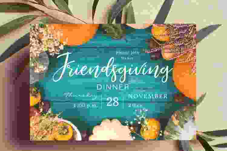 custom Friendsgiving invitation with pumpkin border