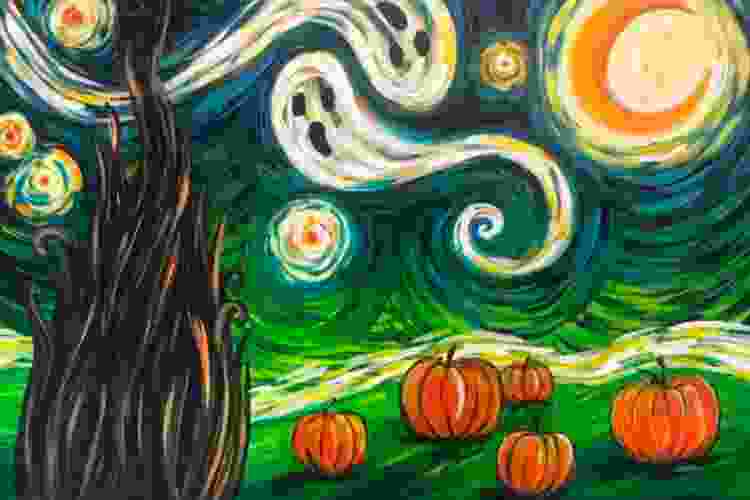 Halloween themed Starry Night painting idea