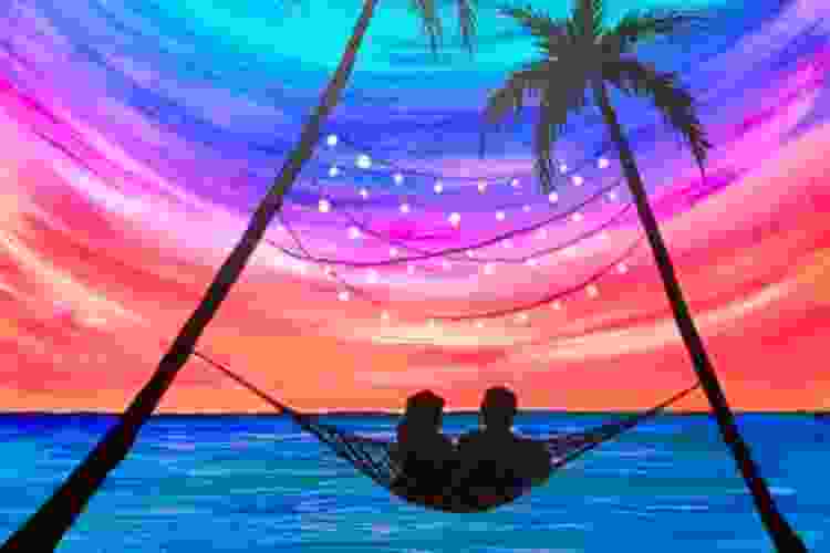 hammock couple sunset painting ideas