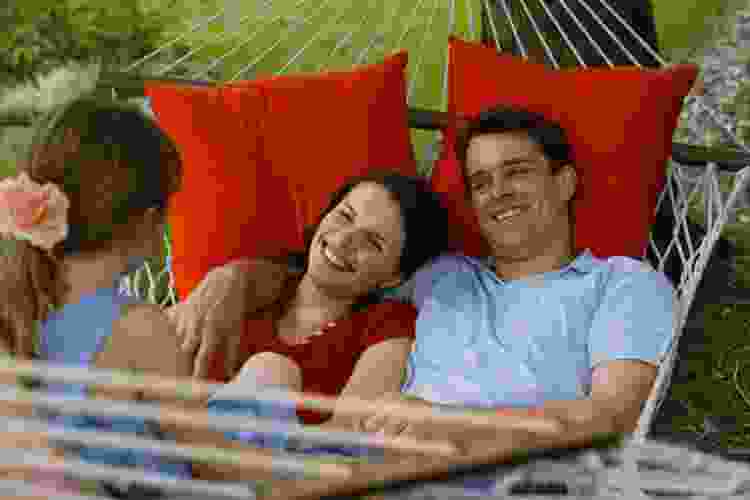 family in hammock together