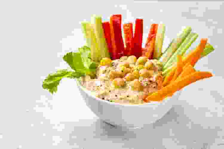 hummus with dipping vegetables