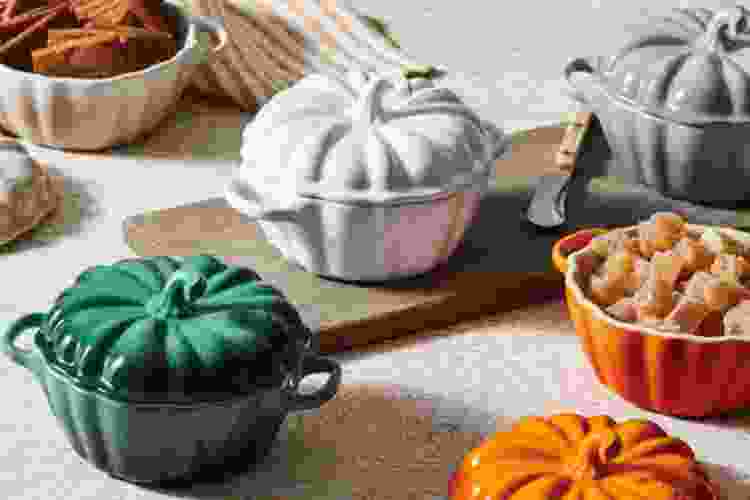 Le Creuset autumn cookware in pumpkin shapes