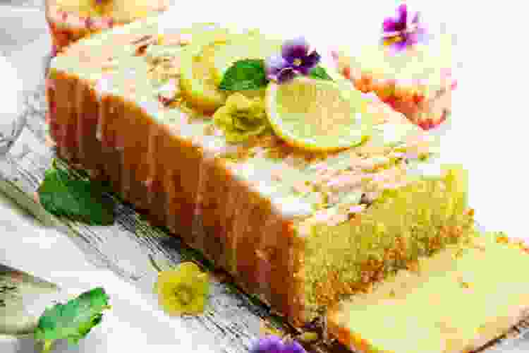 lemon pound cake with florals