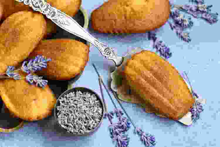 madeleine cakes surrounded by lavender