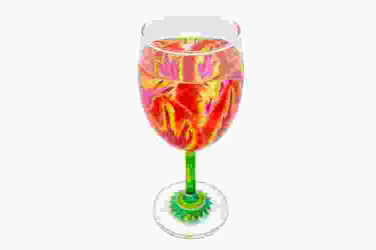 marbled wine glass painting idea