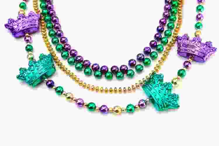 Mardi gras beads with crowns on them