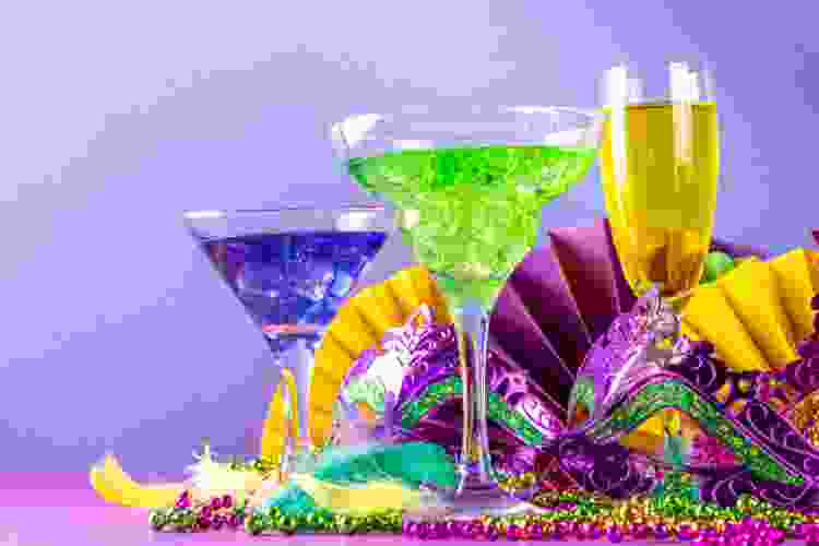 Mardi gras colored cocktails 