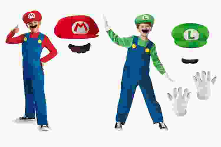 young boys in mario and luigi costumes