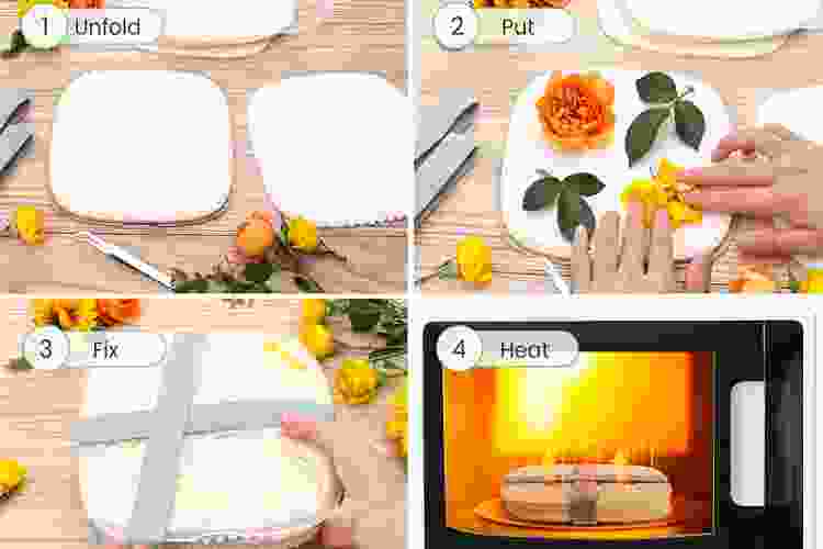 learn how to press flowers quickly in the microwave with a flower pressing kit