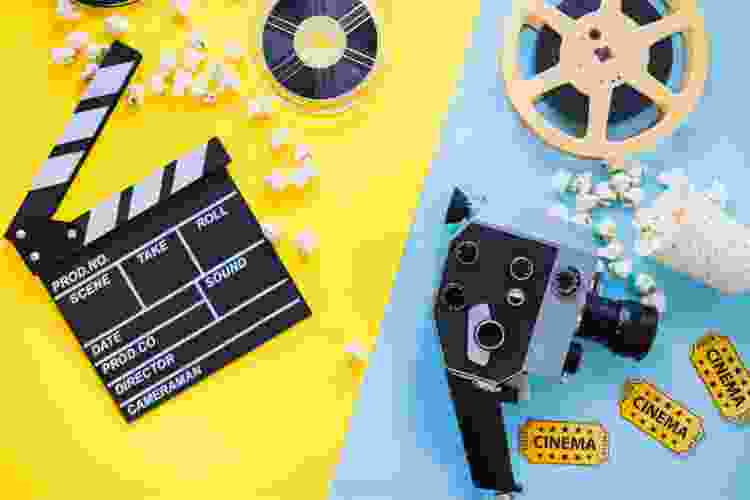 movie gear on plain background