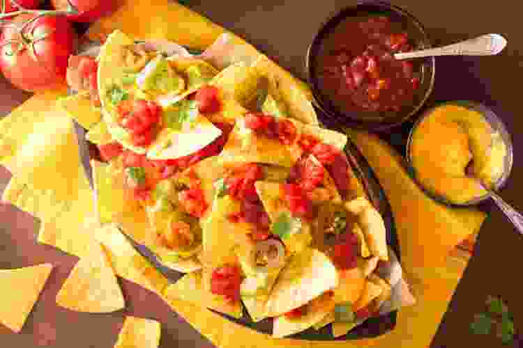 A unique wedding food idea is to serve Nachos and Salsa.