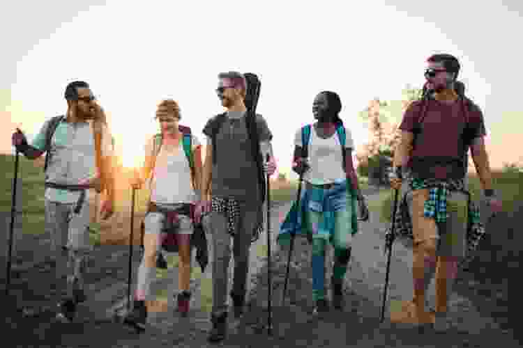 group of friends on a nature walk