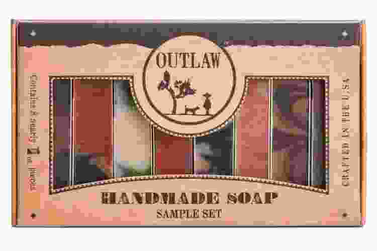 gift box assortment of colorful men's Outlaw soap