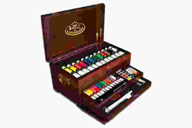 80-piece paint set in beautiful wooden display box