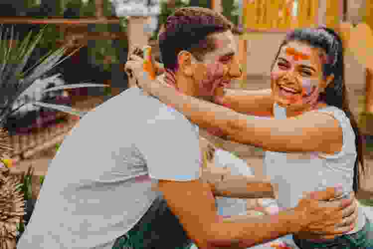 couple covered in paint