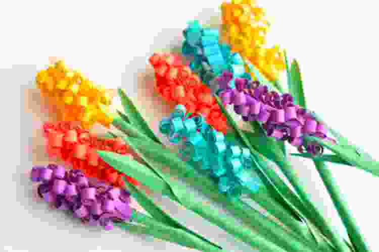 paper hyacinth flowers in bright colors