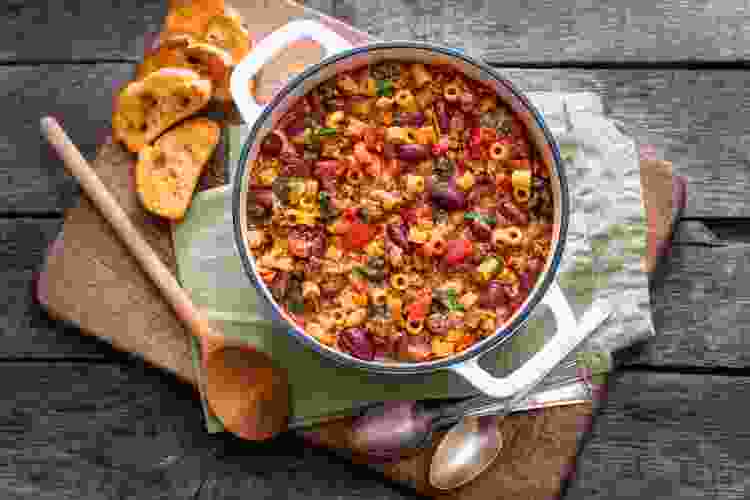 This Italian-inspired fall dinner idea is pasta e Fagioli.