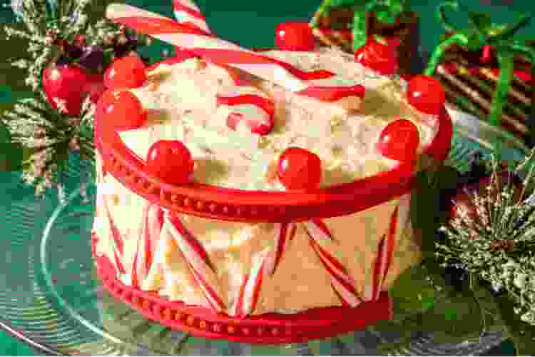 A colorful Christmas cake idea is to make a Peppermint Mocha Cake.