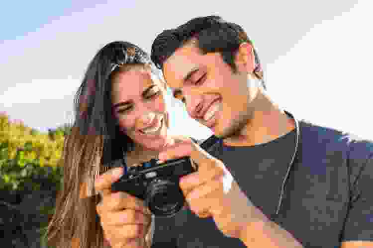 couple smiling at camera together