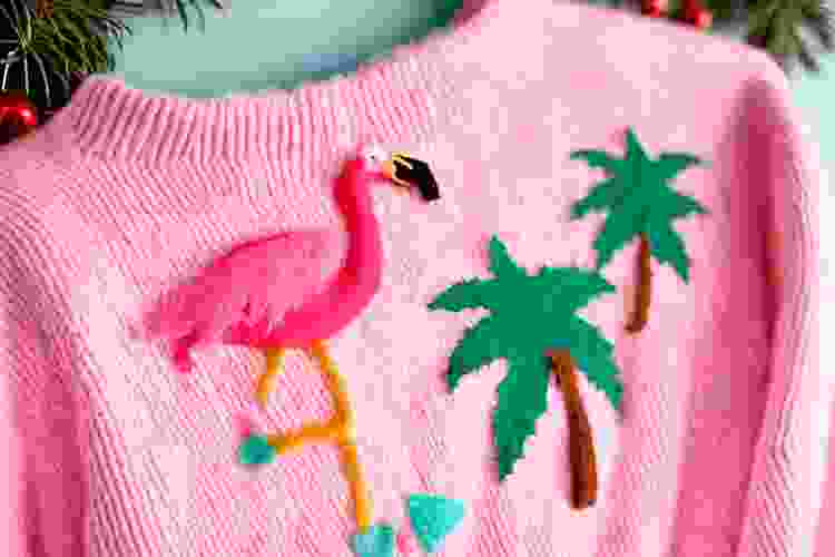 A Pink Flamingo ugly Christmas Sweater idea.