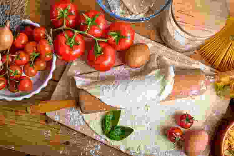 pizza party ingredients on counter