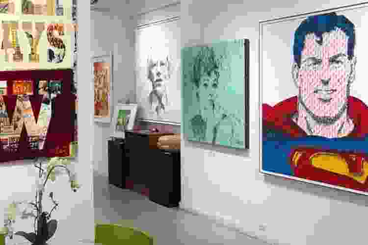 colorful pop paintings in art gallery