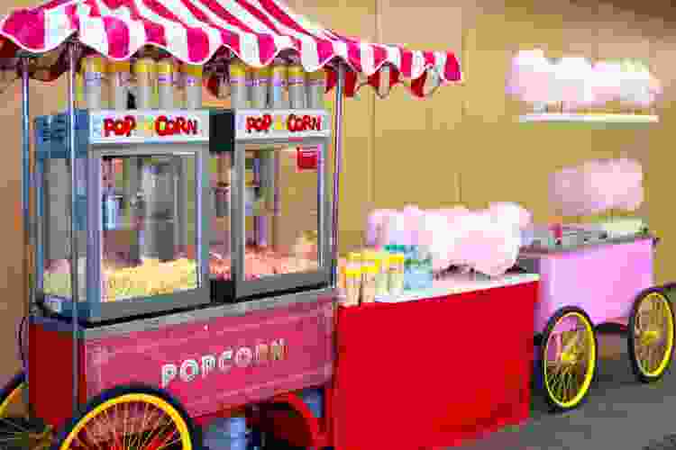 cotton candy and popcorn carts for carnival theme party food