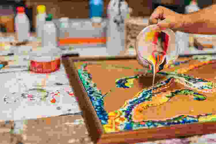 pour painting sip and paint idea