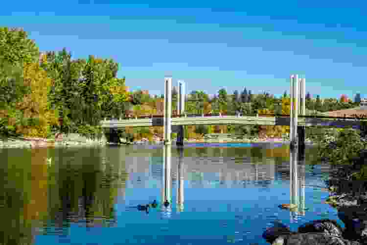 view of the bridge at prince island park in Calgary