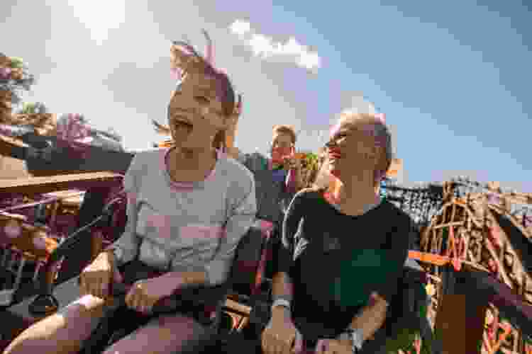 two young woman screaming on roller coaster