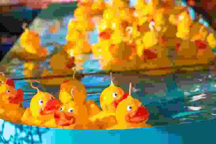 Use rubber ducks for this baby shower game idea. 