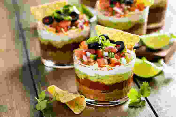 mini seven layer dips in cups