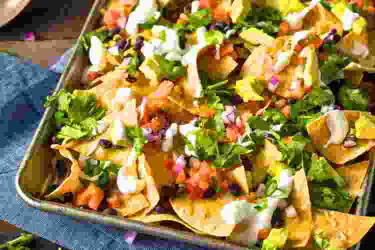 sheet pan nachos finger food idea on a budget