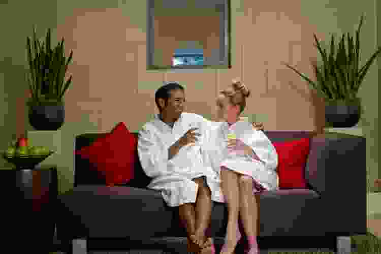 couple in robes at the spa