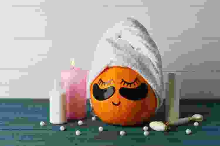 spa night funny pumpkin painting idea