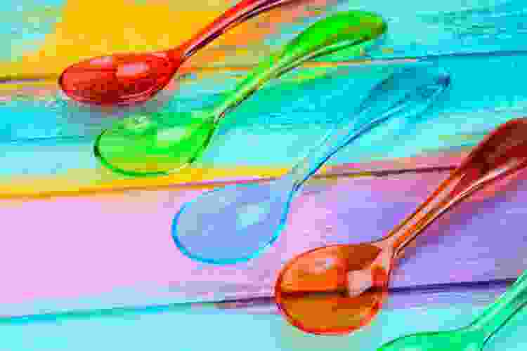 spoons party game with rainbow spoons on table