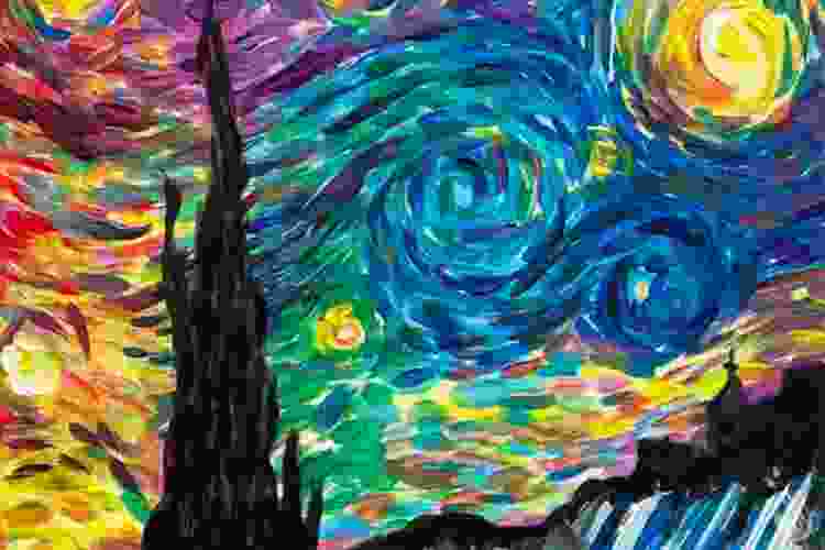 rainbow version of starry night painting