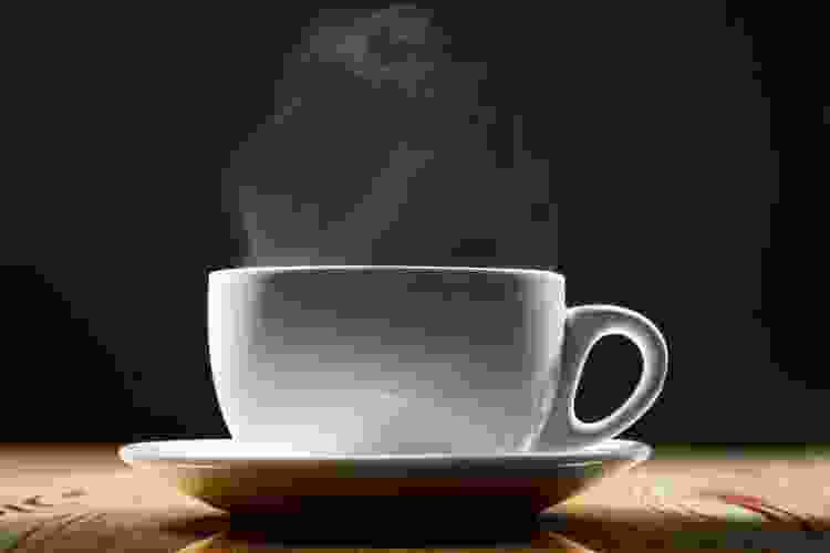 Steaming cup of coffee