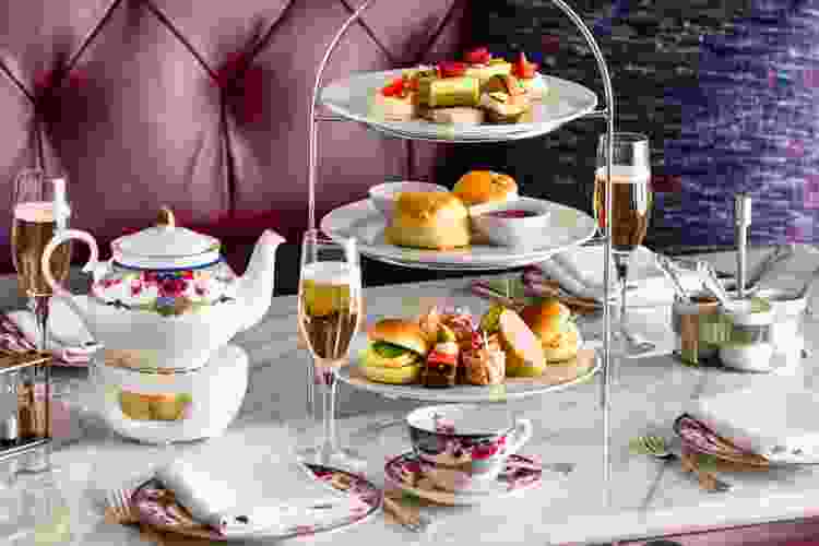 afternoon tea set on table at the empress in Seattle