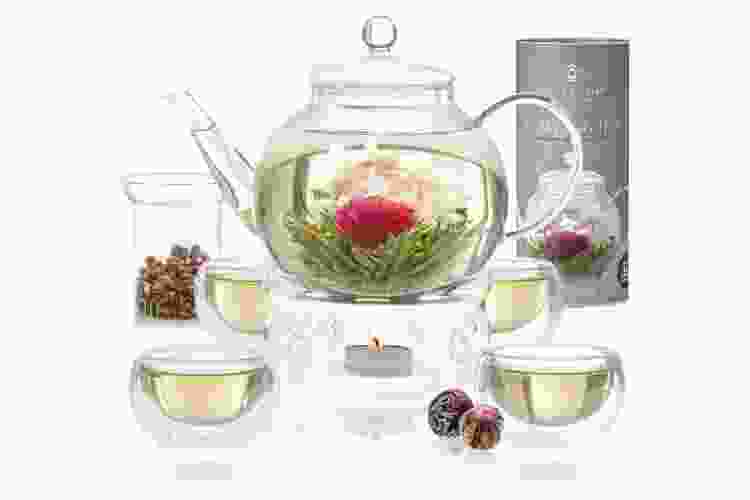 teabloom glass teapot set self-care gift