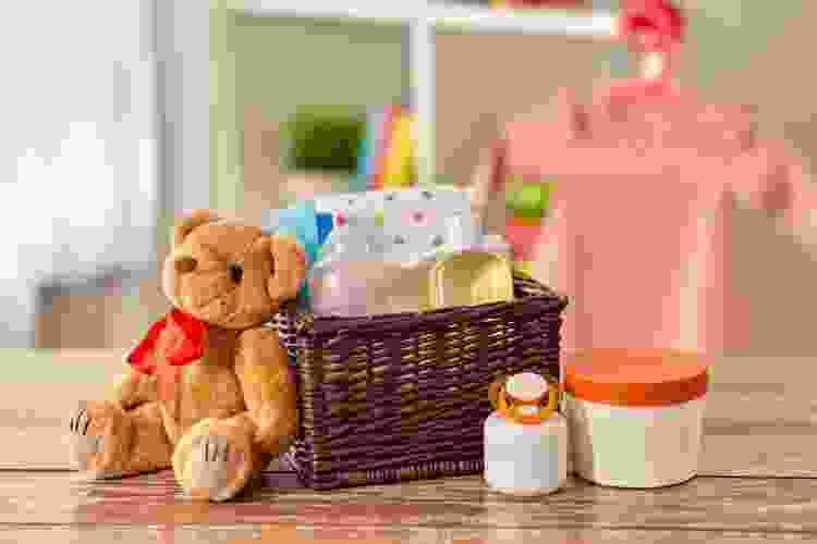 Use baby items for this baby shower idea.