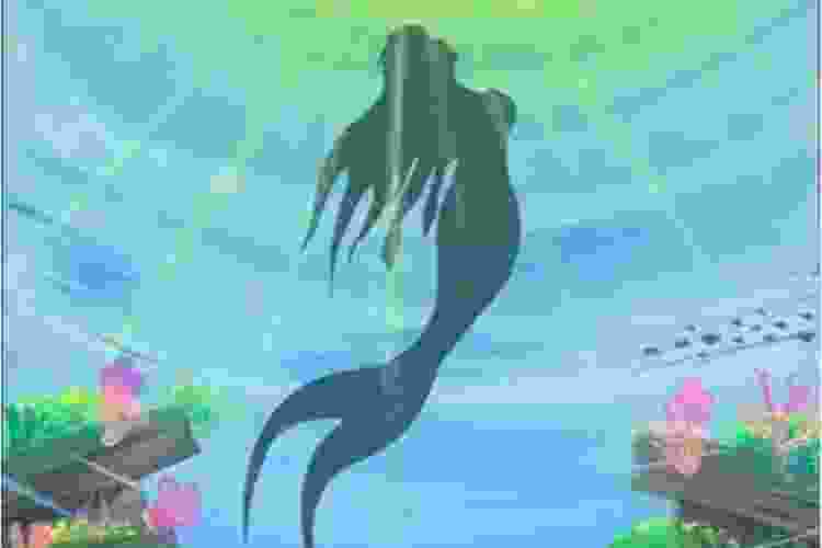 painting of mermaid swimming to surface