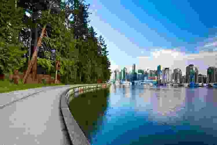 Vancouver Seawall bike path on the water