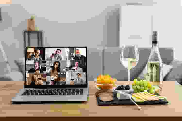 virtual party with wine and cheese